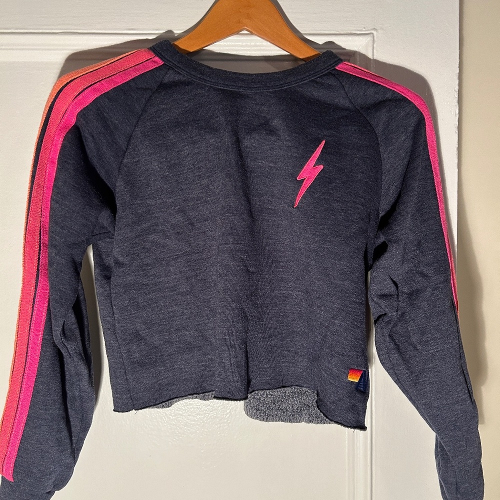 Aviator Nation Sweatshirt Crop Top XS in Blue